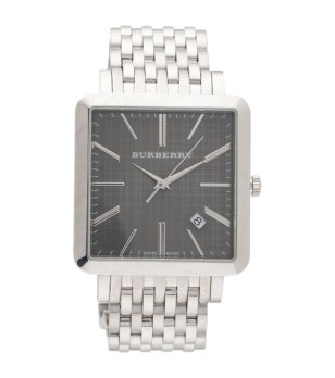 Мъжки сребрист часовник с квадратен циферблат снимка