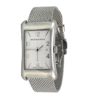 Мъжки сребрист часовник с правоъгълен циферблат  снимка