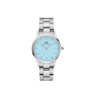 Дамски сребрист часовник с пастелносин циферблат  снимка