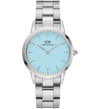 Дамски сребрист часовник с пастелносин циферблат  снимка