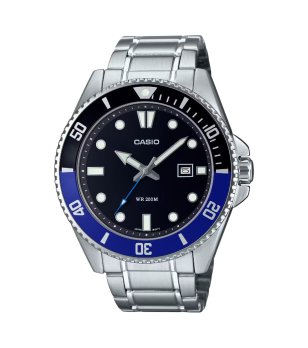 Мъжки сребрист часовник с черен циферблат снимка