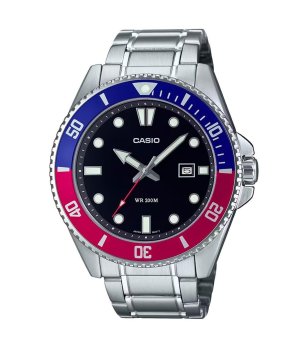 Мъжки сребрист аналогов часовник с черен циферблат  снимка