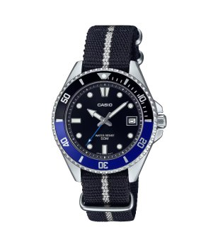 Мъжки черен аналогов часовник с текстилна верижка  снимка