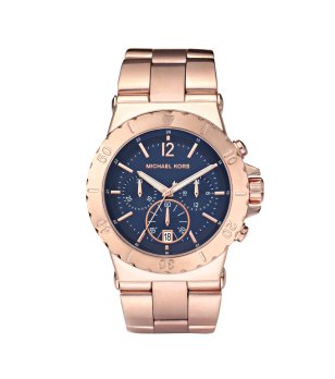 Мъжки розово-златист часовник със син циферблат снимка