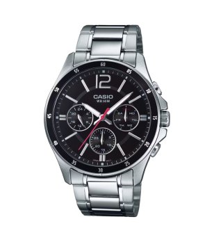 Мъжки сребрист часовник с черен циферблат  снимка