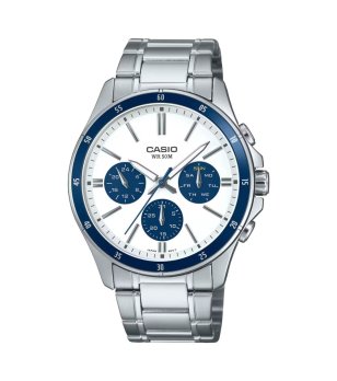 Мъжки сребрист кварцов часовник с бял циферблат  снимка