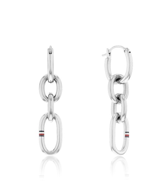 Сребристи обеци с овални халки  снимка