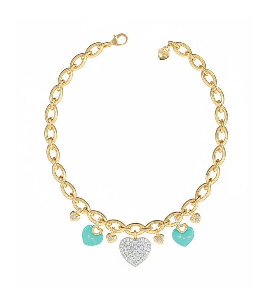 Златисто колие с висулки сърца CRAZY IN LOVE Guess снимка