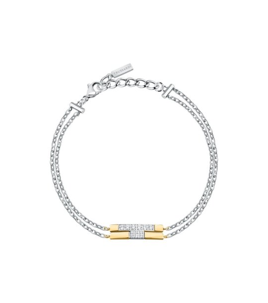 Дамска сребриста гривна с T-лого и кристали Trussardi снимка