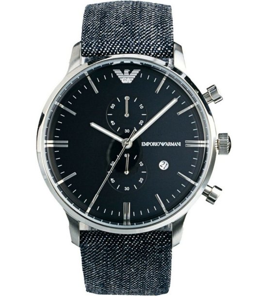 Мъжки сив часовник с текстилна верижка  снимка