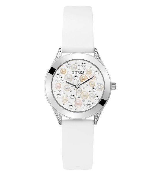 Дамски бял часовник с перлен циферблат  снимка