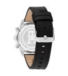 Мъжки черен часовник с кожена каишка-1 снимка