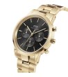 Мъжки златист хронограф часовник с черен циферблат-1 снимка