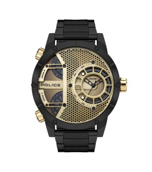 Мъжки черен часовник със златист циферблат  снимка