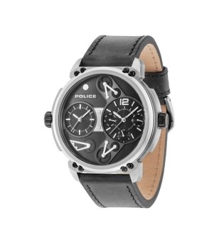 Мъжки часовник в сиво и черно  STEAMPUNK DUAL TIME снимка