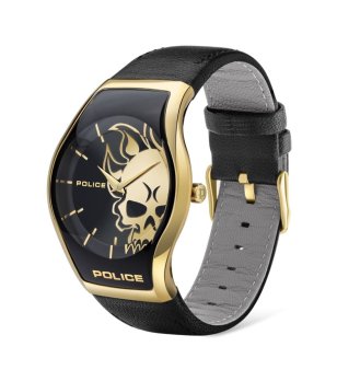 Мъжки черно-златист часовник с череп  снимка