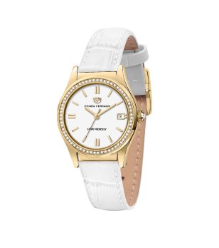 Дамски бял часовник с кожена каишка  снимка