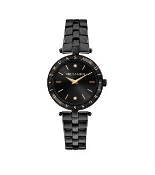 Дамски черен часовник с метална верижка  снимка