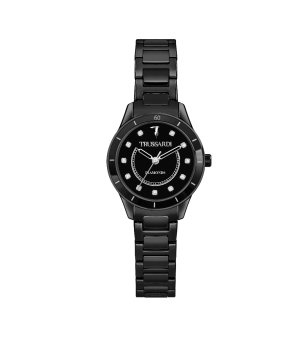 Дамски черен часовник с метална верижка  снимка