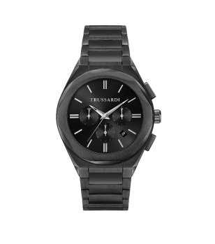 Мъжки черен часовник с метална верижка  снимка