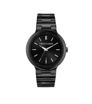 Мъжки черен часовник с метална верижка Trussardi снимка