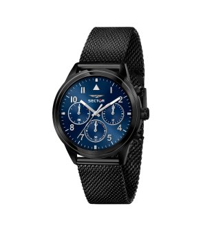 Мъжки черен часовник със син циферблат Setor снимка