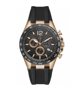 Мъжки черен часовник с розово злато и силиконова каишка AUDACIOUS хронометър снимка