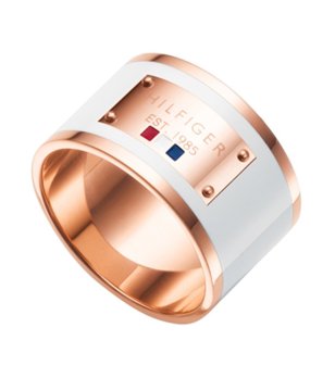 Дамски широк пръстен в бяло и розовозлатисто снимка