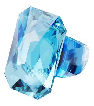 Дамски син стъклен пръстен Lucent Swarovski снимка