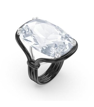 Дамски черен пръстен с кристал Swarovski снимка