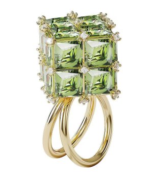 Дамски златист пръстен CURIOUS със зелени кристали Swarovski  снимка