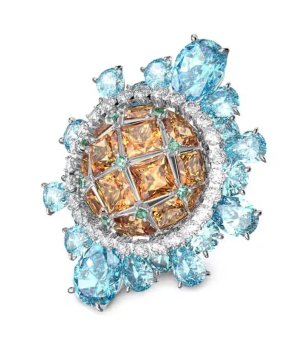 Дамски пръстен с цветни кристали CURIOUS снимка