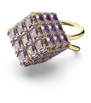 Дамски златист пръстен с лилави кристали Swarovski снимка