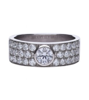 Посребрен пръстен с цирконии снимка