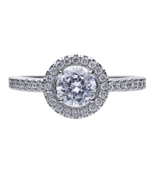 Посребрен пръстен с бели цирконии снимка