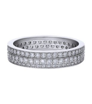 Посребрен пръстен с няколко реда цирконии снимка