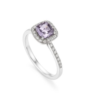 Посребрен пръстен с лилав цирконии снимка
