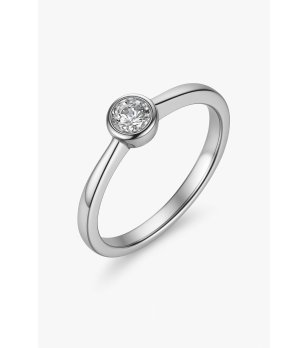 Посребрен пръстен със сребрист цирконий 4 мм снимка
