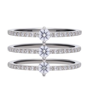 Посребрен пръстен с цирконии снимка