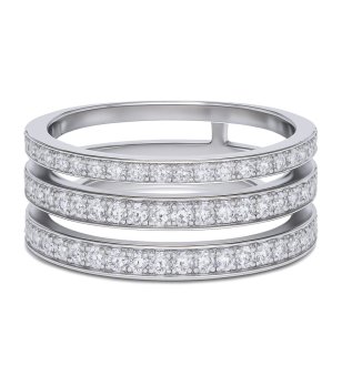 Дамски посребрен пръстен с цирконии снимка