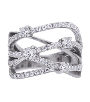 Посребрен пръстен със цирконии снимка