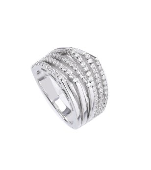 Посребрен пръстен с цирконии снимка