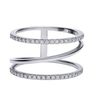 Посребрен пръстен с цирконий Diamonfire снимка