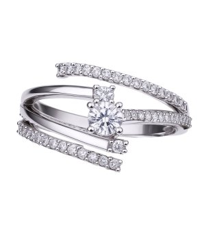 Дамски пръстен със сребърно покритие и цирконии снимка