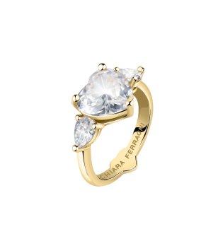 Дамски златист пръстен с кристали размер 18 снимка