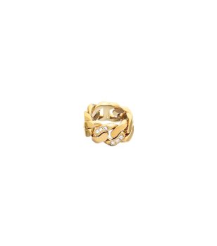 Златист дамски пръстен тип верижка с кристали BOSSY CHAIN RING размер 12 снимка