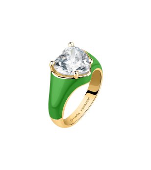 Зелен пръстен с кристал LOVE PARA размер 16 снимка