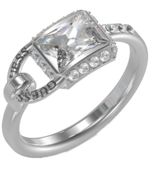 Сребрист дамски пръстен с правоъгълен кристал снимка