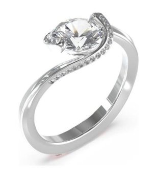 Сребрист дамски пръстен с кристал  снимка