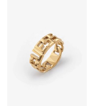 Златист мъжки пръстен от неръждаема стомана размер 64 снимка